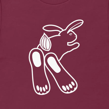 Close-up of the Chill Bunny line art, showing the smooth white outline of the relaxed rabbit with large ears and expressive feet.