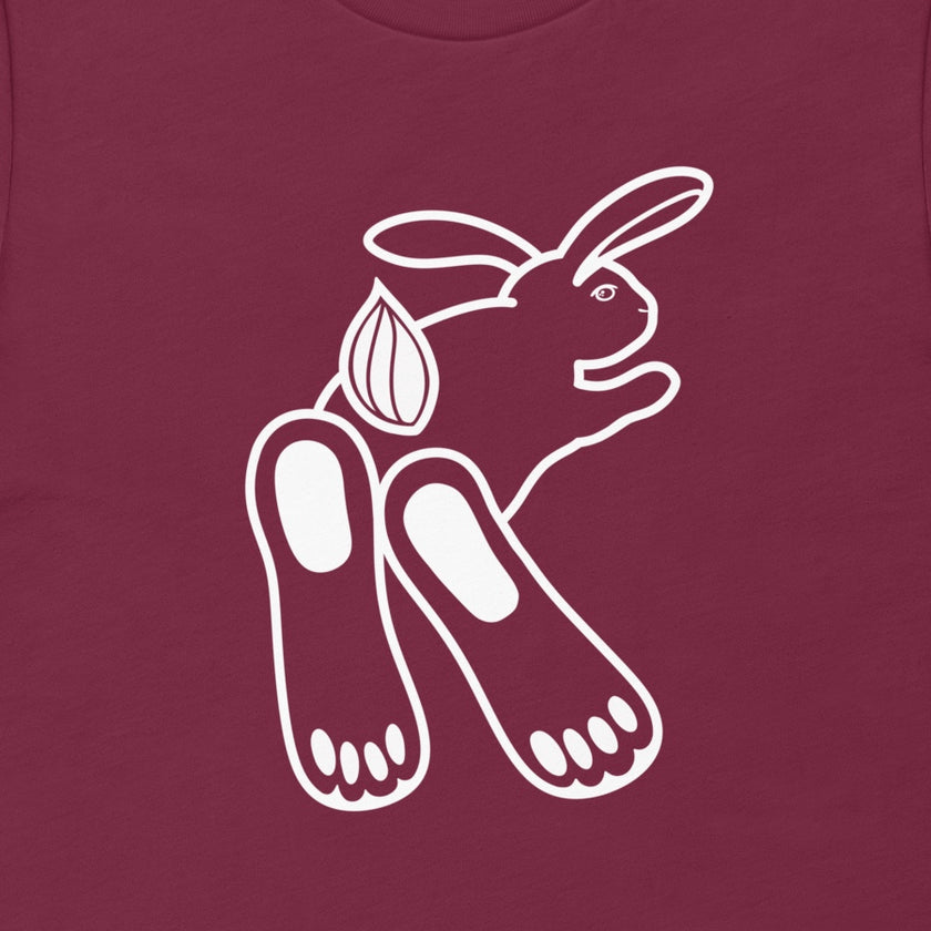 Close-up of the Chill Bunny line art, showing the smooth white outline of the relaxed rabbit with large ears and expressive feet.