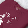 Close-up of a folded Chill Bunny Line Art Tee, focusing on the smooth white rabbit line art.