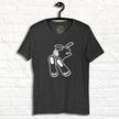 Charcoal grey Chill Bunny Line Art Tee on a hanger, highlighting the soft, expressive rabbit illustration.