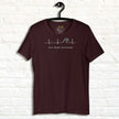 Dark brown Surf Mode Activated Tee displayed on a hanger, featuring the minimalist surf‑wave line art and relaxed beach‑inspired lettering.