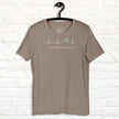 Taupe Surf Mode Activated Tee displayed on a hanger, featuring the heartbeat‑to‑wave line art and ‘Surf Mode Activated’ text in crisp white.