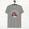 Heather grey tee featuring a rose illustration made from American flag colors, with red, white, and blue petals and white star accents, shown on a hanger.