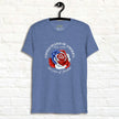 Vintage navy tee featuring a rose made of American flag colors with red, white, and blue petals and star details, shown on a hanger.