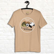 Beige procrastinator tee on hanger with sloth, panda, and turtle graphic for cute animal tee shoppers and chill vibe outfits.