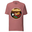 Rosewood tee on a bodyform with a funny couch potato illustration of a potato lounging on a sofa watching TV