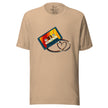 Beige tee featuring a colorful vintage cassette with tape shaped into a heart, shown on a bodyform