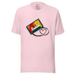 Light pink tee featuring a colorful retro cassette with tape forming a heart shape, shown on a bodyform