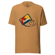 Mustard yellow tee featuring a colorful retro cassette with tape forming a heart shape, shown on a bodyform
