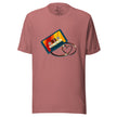 Rosewood tee featuring a retro cassette in bold vintage colors with tape forming a heart shape, shown on a bodyform